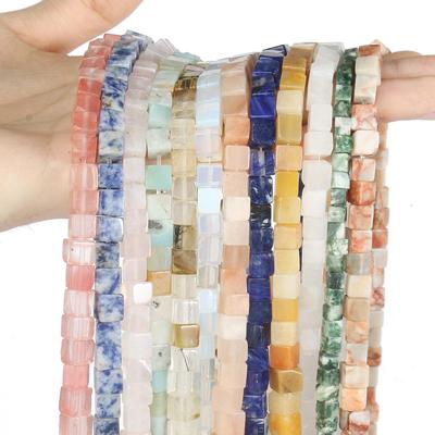 4, 6, 8 мм, натуральные квадратные бусины, яшма, опал, нефрит, розовый кварц, кристалл, свободный куб, каменные бусины для изготовления ювелирных изделий, браслет «сделай сам», 15 дюймов