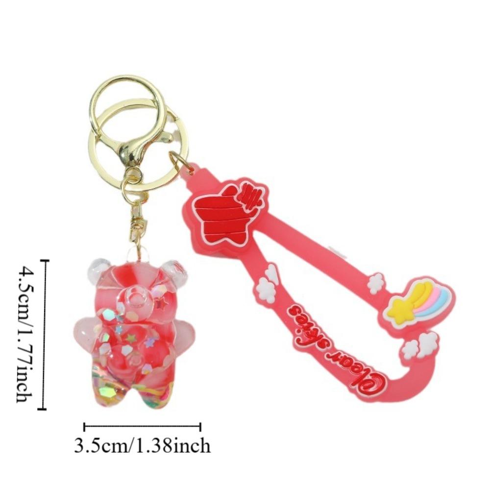 Cartoon Acrylic Quicksand Pendant Bubble Beads Key Rings Quicksand Bear Keychain Female Girl