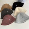 Утепленная плюшевая теплая панама женская осенне-зимняя, для большого обхвата головы, визуально уменьшающая лицо, модная универсальная шляпа-ведро