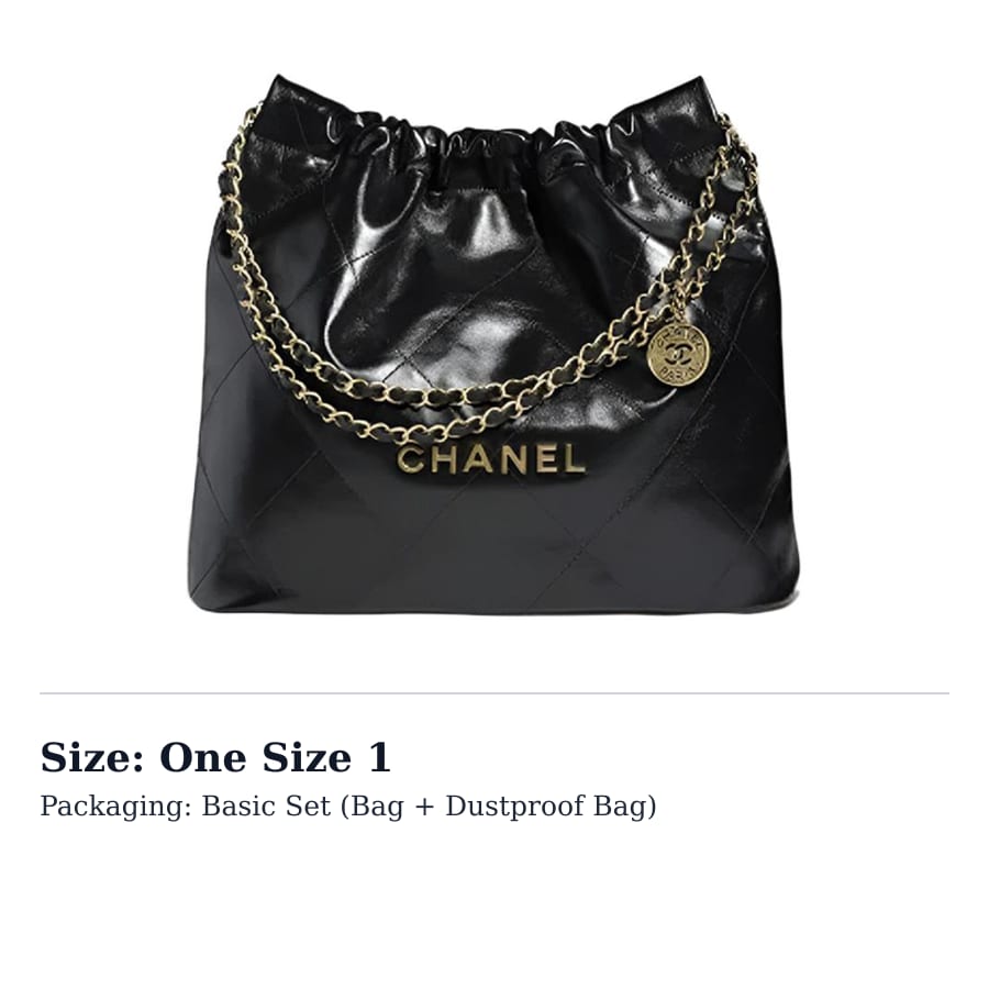 CHANEL 22Bag Medium Handbag Shoulder Bag Shiny Calfskin Black AS3261-B08037-94305