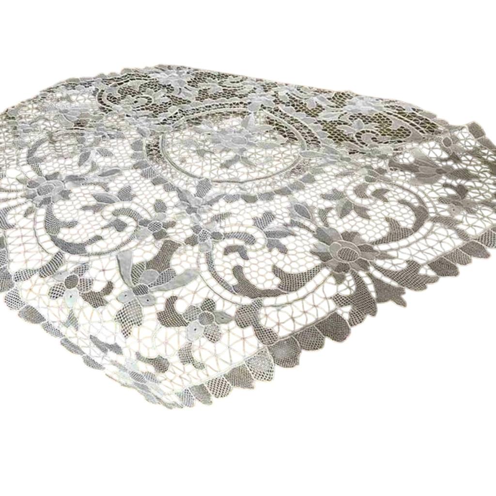 Vivienne White Venice Lace Embroidered Table OW5551N1 Tablecloth, 82x82cm, Runner,