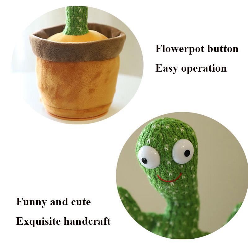 Hot Sale Plush Musical Toys Gifts Funny Doll Chidlren Kids Dancing Cactus Dance Toy Singing and Dancing Illuminated Record Swing Twisted Electric