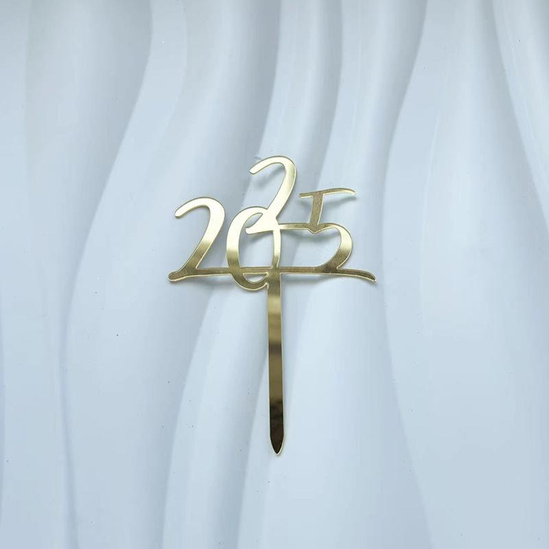 5 шт. Ручной почерк 2025 торт Топпер золотые акриловые украшения для торта Рождественский кекс Топпер для новогодней вечеринки
