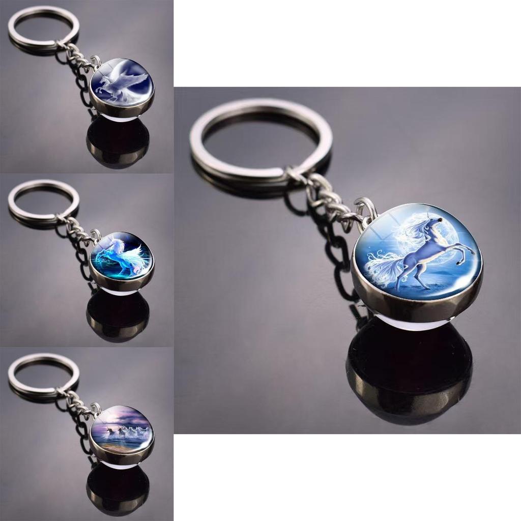 Украшения с узором единорога с круглым шармом из цинкового сплава и стекла для подарка и повседневной носки