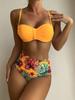 2025 купальник бикини женский однотонный цветочный раздельный купальник взрослый с высокой талией сексуальный купальник бикини