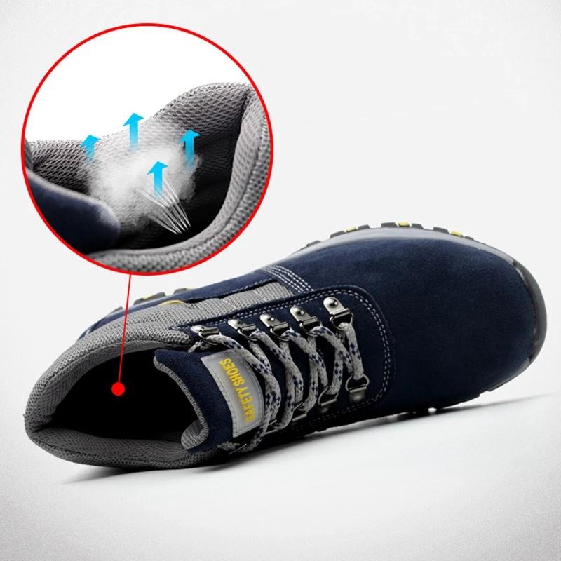 Мужские стальные ботинки с защитой от ударов и проколов, безопасная рабочая обувь сварщика для строительной площадки, высокие хлопковые ботинки