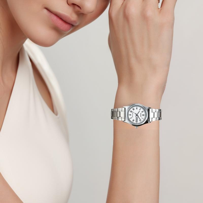 Casio Серия STANDARD Ретро Маленькие Круглые Часы Простые Водонепроницаемые Кварцевый Механизм Стальной Браслет Японские и Корейские Часы LTP-V006D-7B