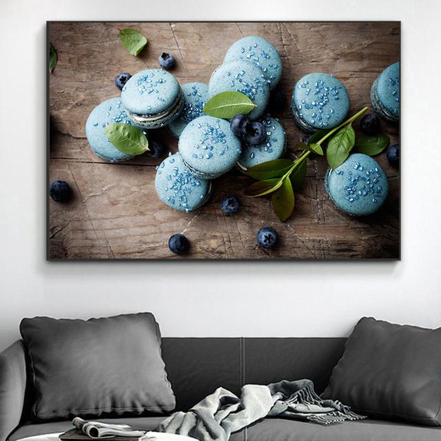 Colored Red Green Macaron Oil Painting Dessert Restaurant Wall Decoration Cuadros Poster