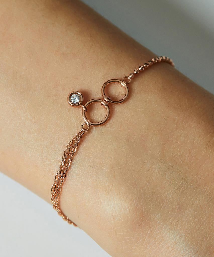 Helene Jewelry 14K Snuggle Mirror Ball And Chain Layered Gold Bracelet