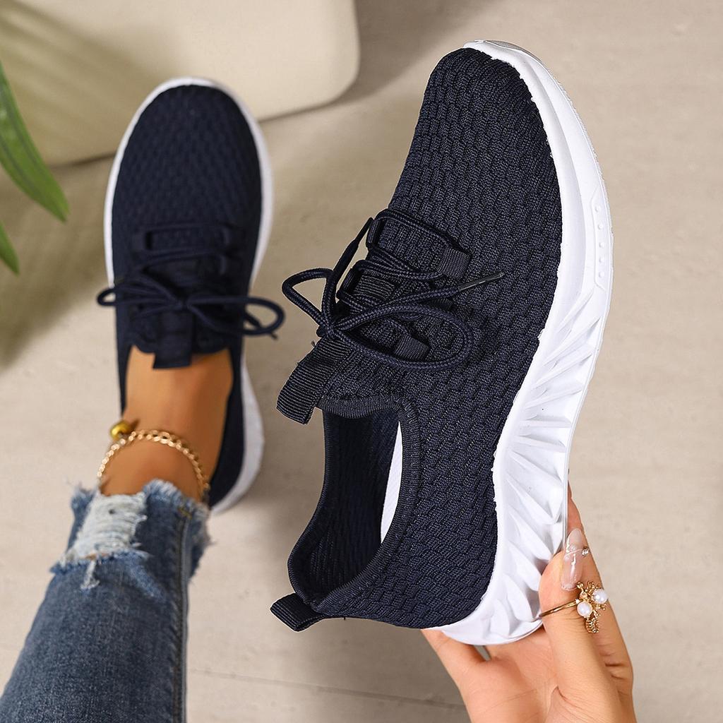 Shoes Women's Summer New Comfortable Women's Sports Shoes Mesh Breathable Lace-up Soft Sole Casual Fashion Women's Single Shoes