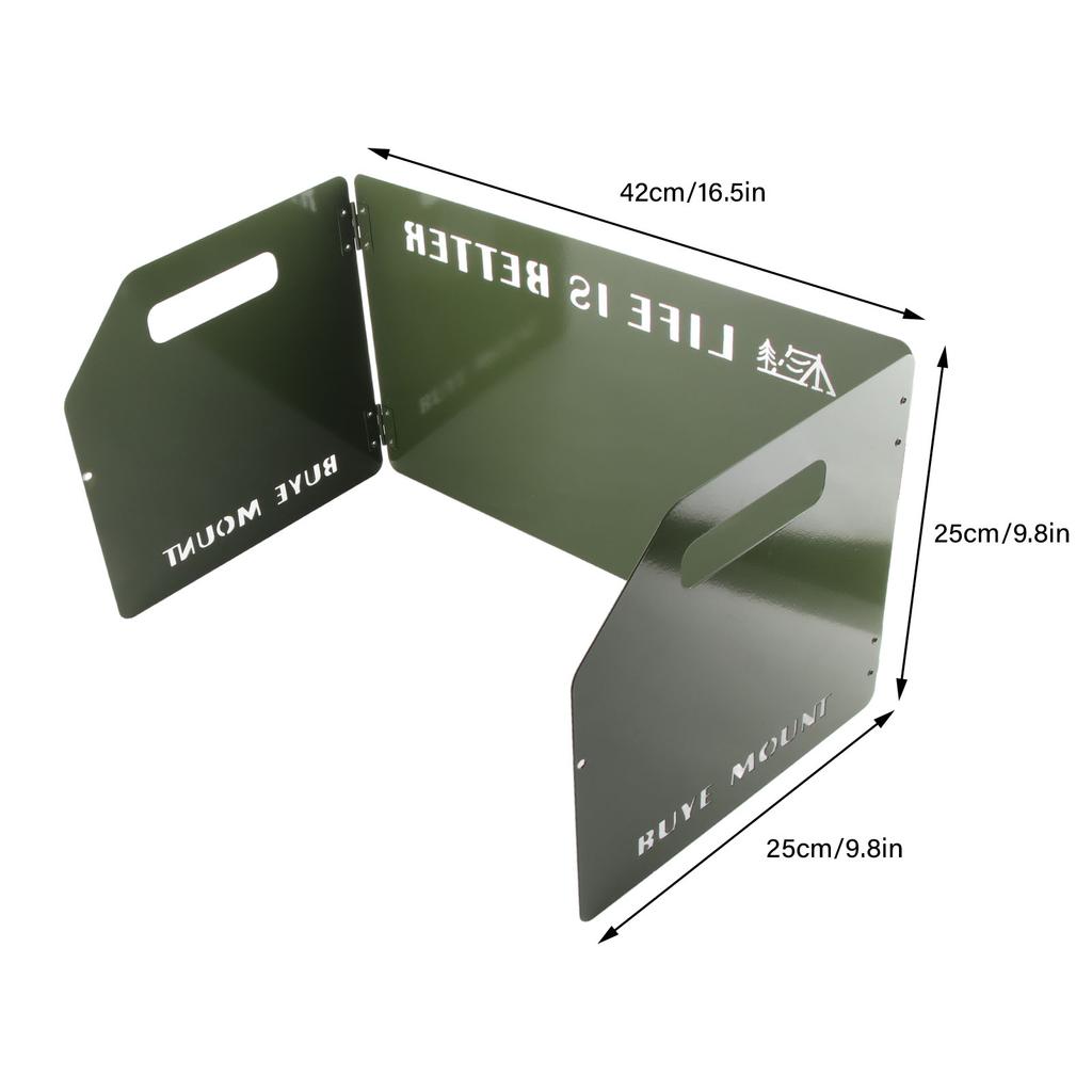 Camping Stove Windscreen Outdoor Folding Portable Metal Stove Windshield Wind Blocker Tri Folded