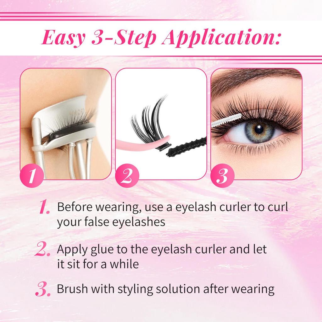 Самоклеящиеся пучки накладных ресниц: 50 пар длинных, тонких, густых ресниц