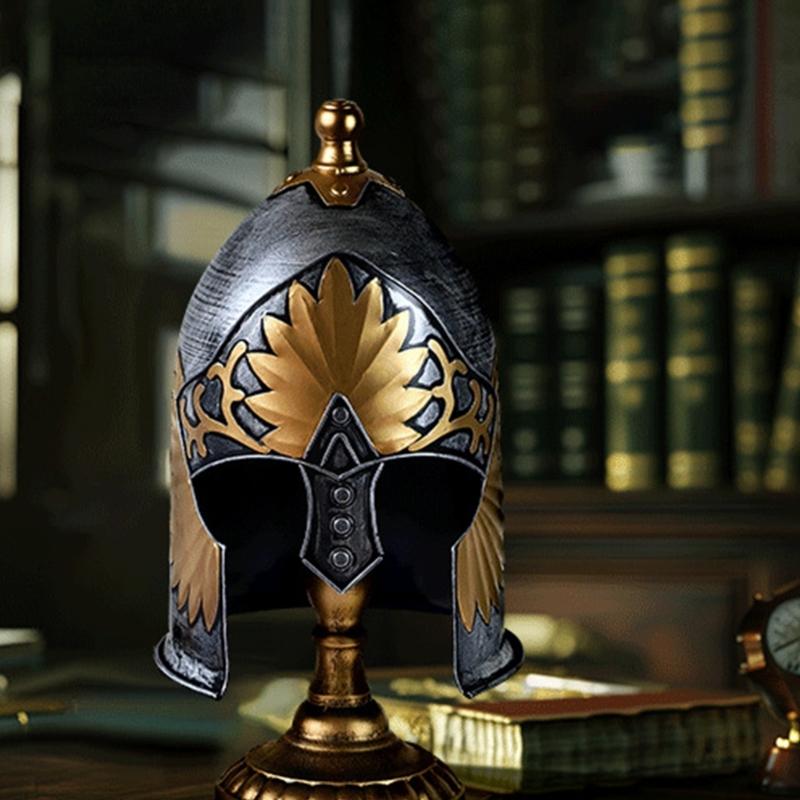 Древнегреческие Средневековые Стиль Шлемы Скульптура с Основанием Историческая Витрина Головной Убор Орнамент Домашний Офисный Стол Искусство
