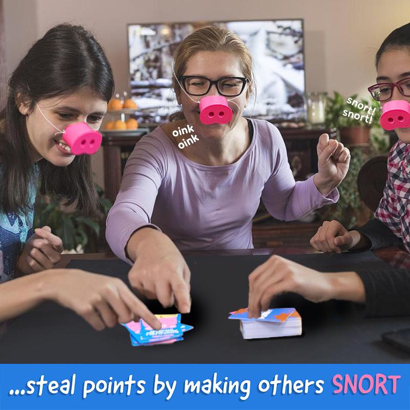 Потрясающая игра для вечеринки «Смейся — проиграешь», Семейные игры для детей, Хрюкающие смешные 150 карточек с заданиями, 5 свиных пятачков и жетоны с грязью