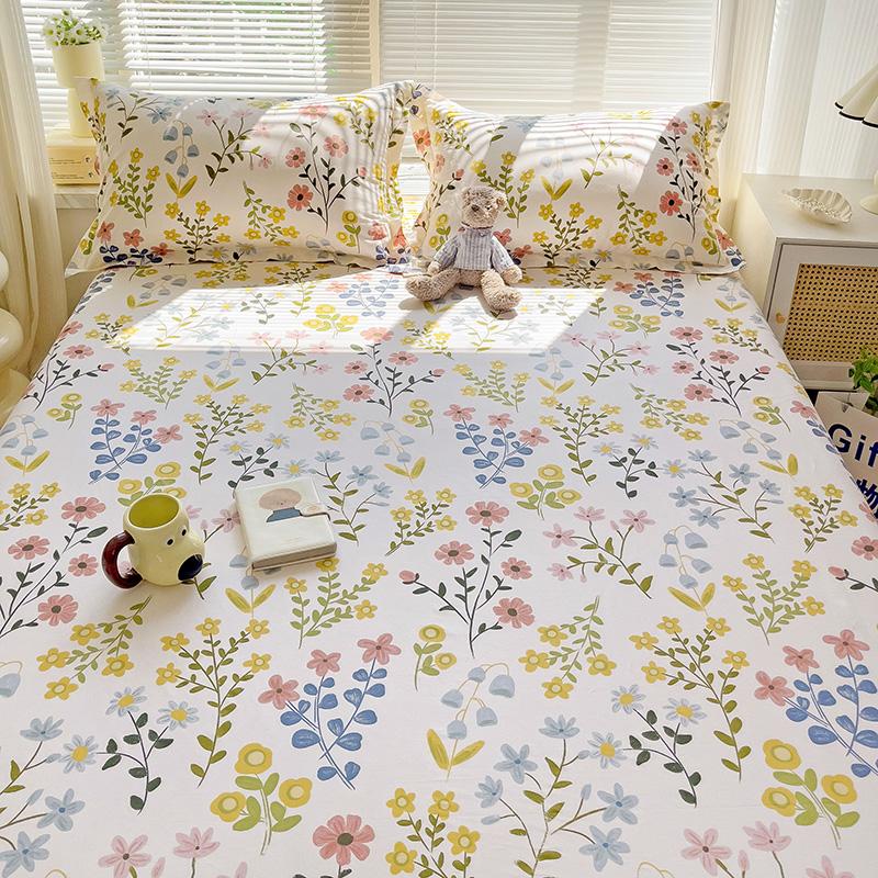 Комплект простыней на резинке из 3 предметов с красочными цветами и листьями, ботанический узор, 100% хлопок, приятный для кожи чехол для матраса, комплект постельного белья размера «queen size»