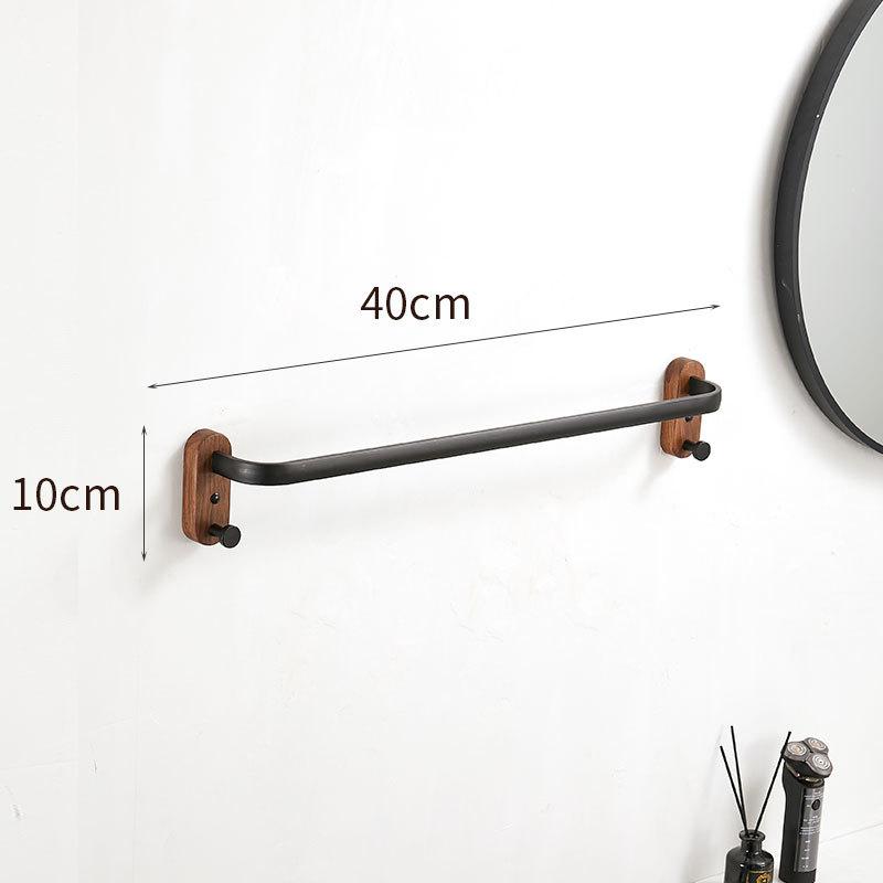 40cm-60cm Wood Bathroom Towel Rack Black/White Aluminum Towel Holder Wall Hanging Multi Pole Triple Towel Bar With Hook