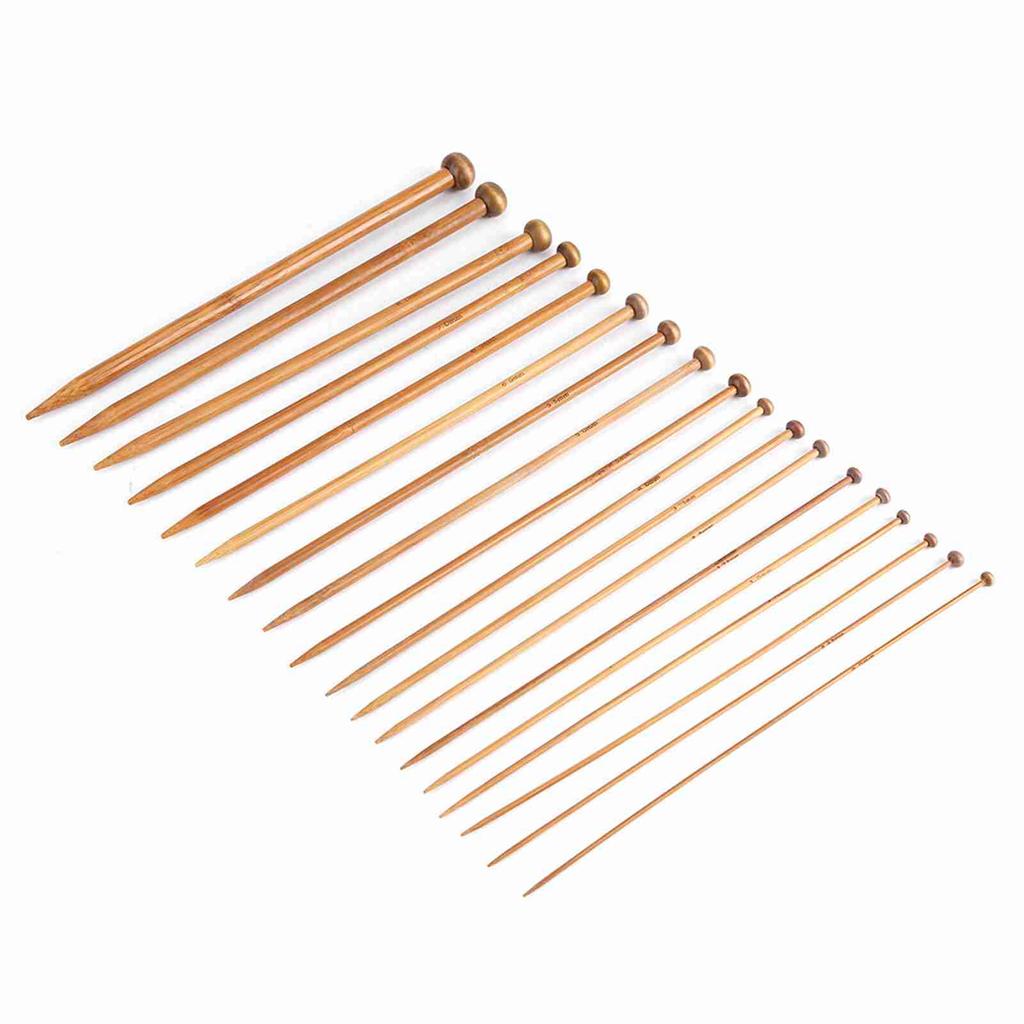Набор бамбуковых спиц, карбонизированные спицы с одним острием, 18 размеров (от 2 мм до 10 мм)