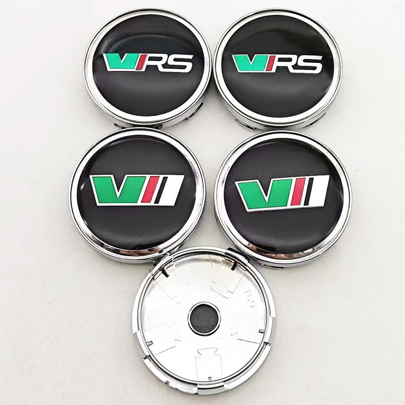 LLEV2 4Pcs 60mm Car Wheel Hub Caps Cover Rim Logo V VRS Badge For Skoda Fabia Octavia Rapid Kodiaq Superb A4 A5 Mk3 karoq Accessories