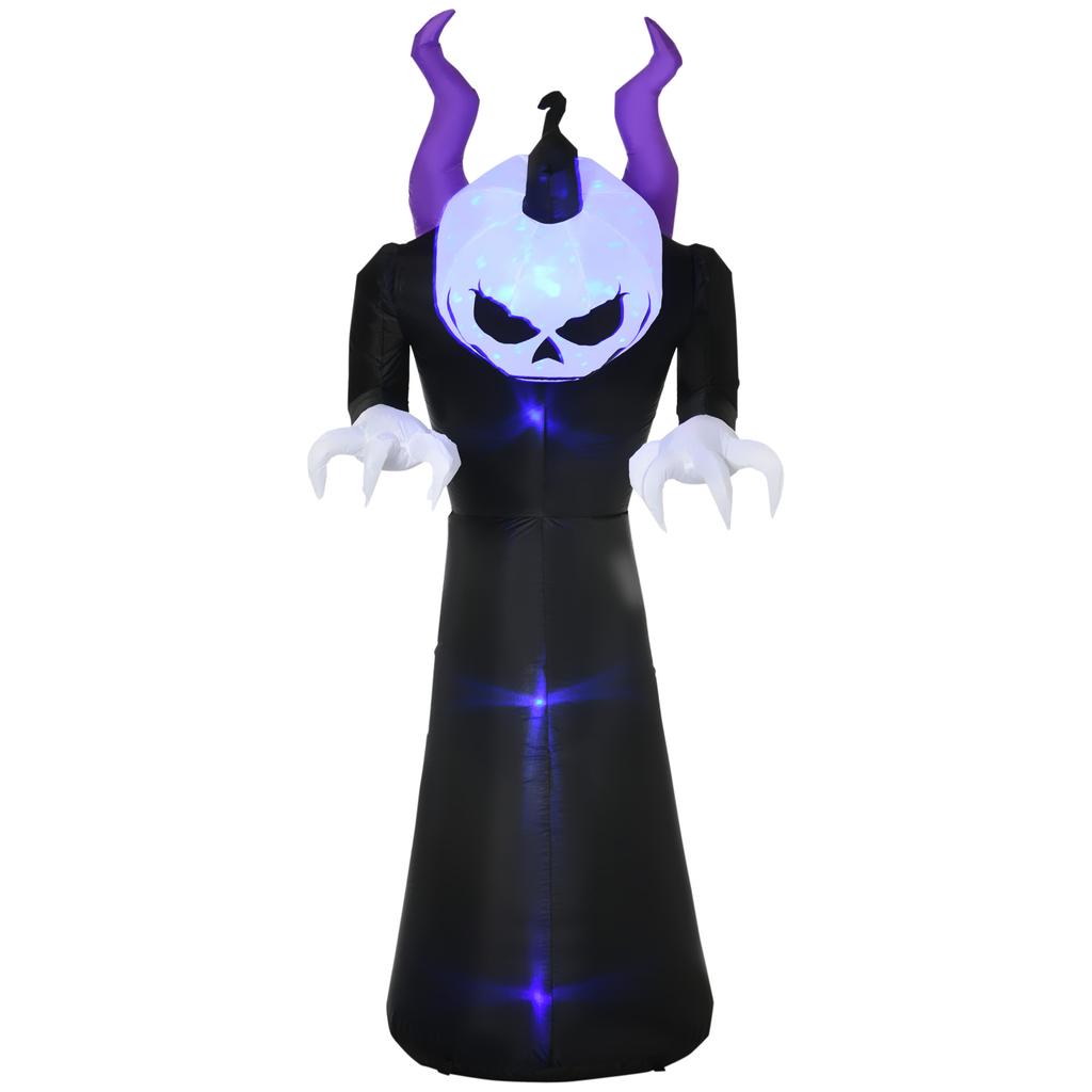 Ghost with Pumpkin Head Halloween Decoration Inflatable with Blue Flame Effect 88 x 79 x 210cm