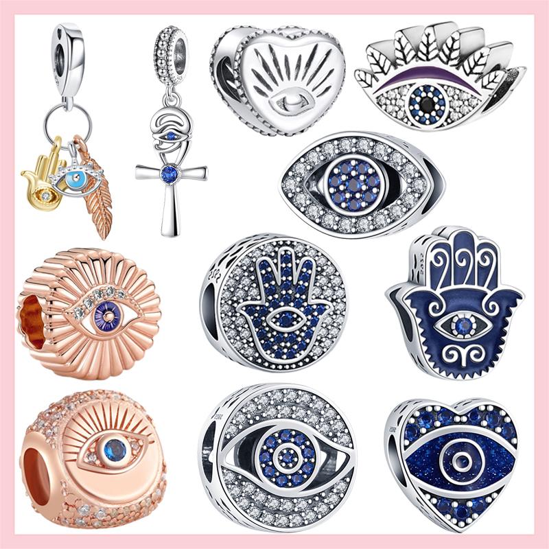 Бусины из стерлингового серебра 925 пробы с кубическим цирконием, подвески "Всевидящий глаз", подходят к оригинальному браслету, ювелирные изделия