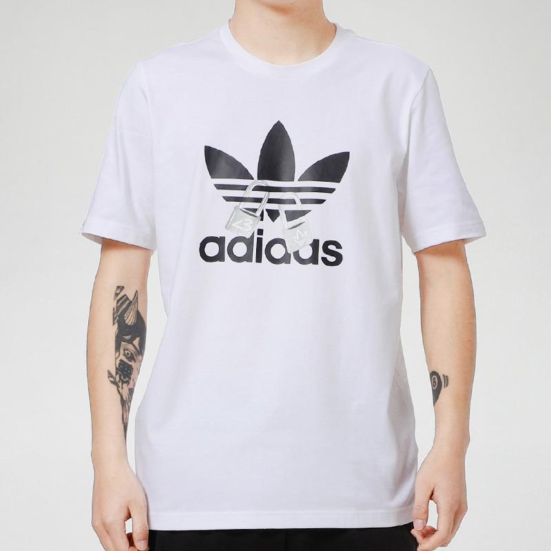 adidas Оригинальная футболка Clover Vday с логотипом Uni, мужские топы с круглым вырезом и короткими рукавами, белые H07084