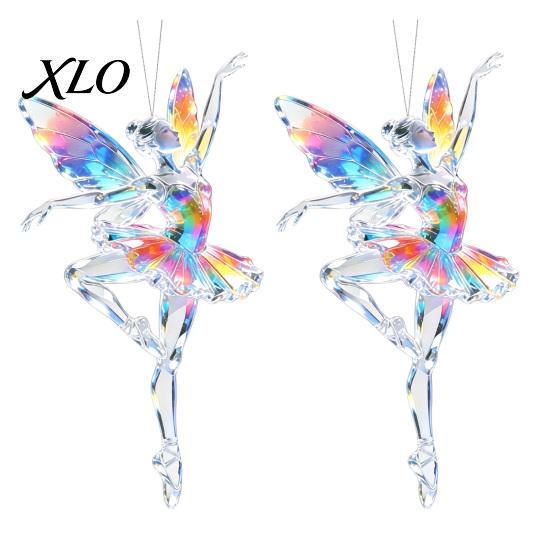 Cute Hanging Accessories 2Pcs Glitter Ballet Girl Keychain, 2D Acrylic Pendant for Bag Backpack, Sparkling Indoor Home Decor Dancer Car Rearview