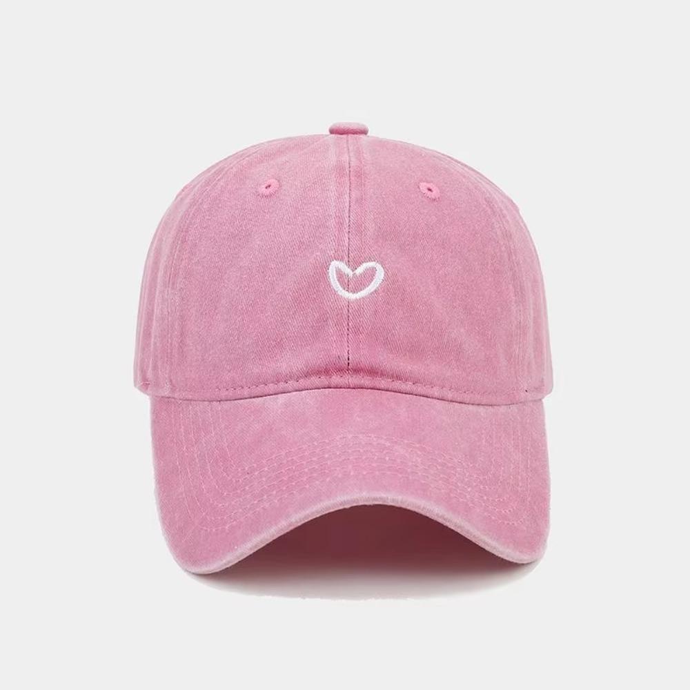 Washed Cotton Sun Hat Embroidered Love Sunscreen Cap Casual Baseball Cap Women Men