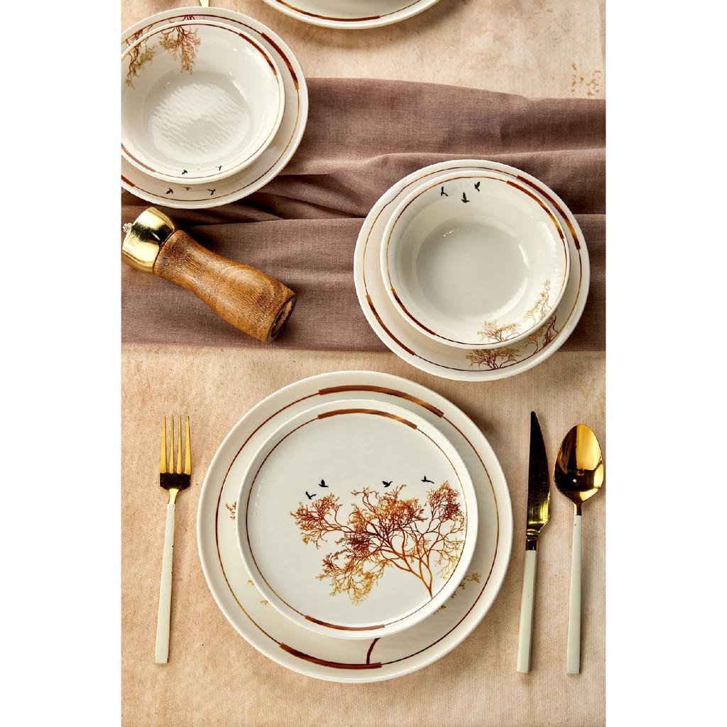 Gold Lux Ceramic Wishing Tree 24 Piece Dinner Set For 6 Persons