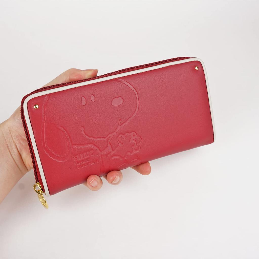 Snoopy Кошелек длинный на круговой молнии Тисненый Милый Peanuts SNOOPY PEANUTS Персонаж Милый Кошелек большой вместимости Упаковка Рождество [E-mono] Женский (зеленый)