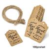 100pcs Cards Wedding Party Luggage Handmade Thank you Hanging Label Jute Twine Kraft Gift Tags