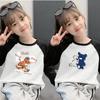 Детская хлопковая футболка с длинным рукавом с мультяшным принтом - Стильная базовая футболка для мальчиков и девочек на весну и осень