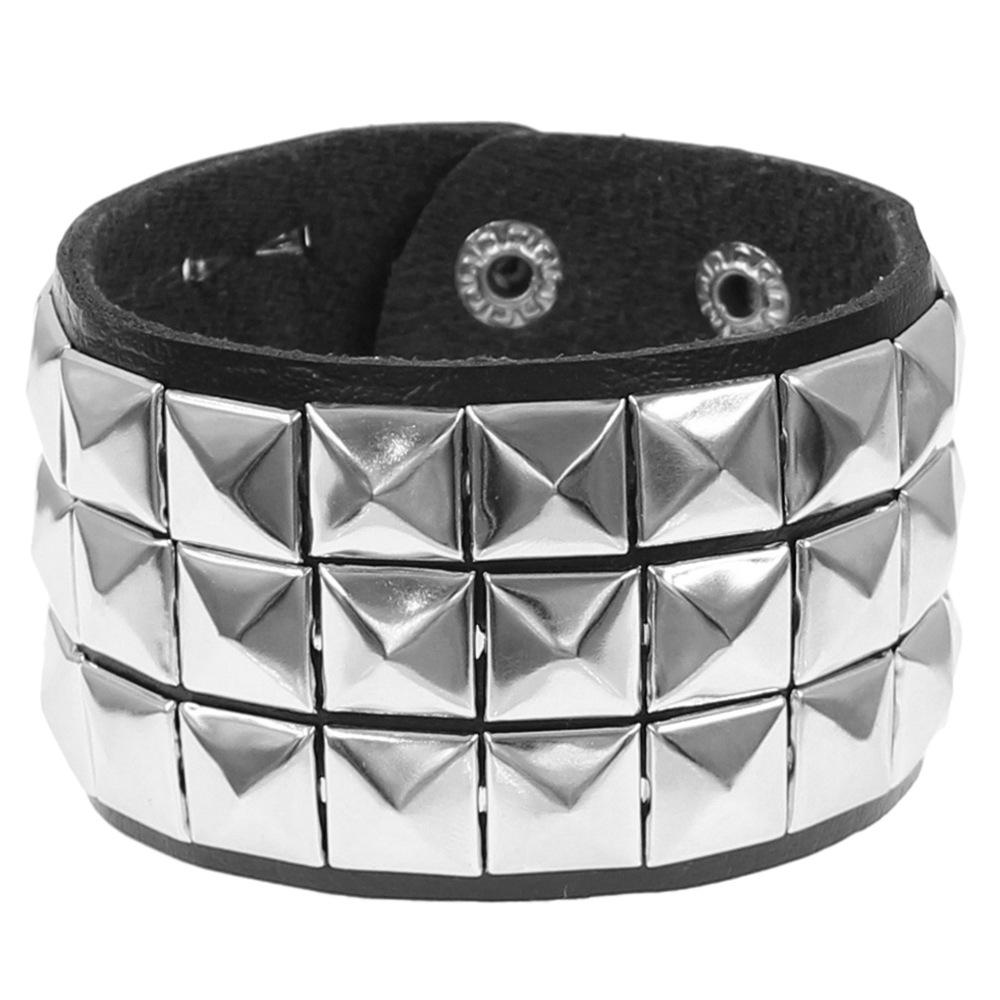 European & American Punk Street Style Rivet Bracelet: PU Leather Bangle