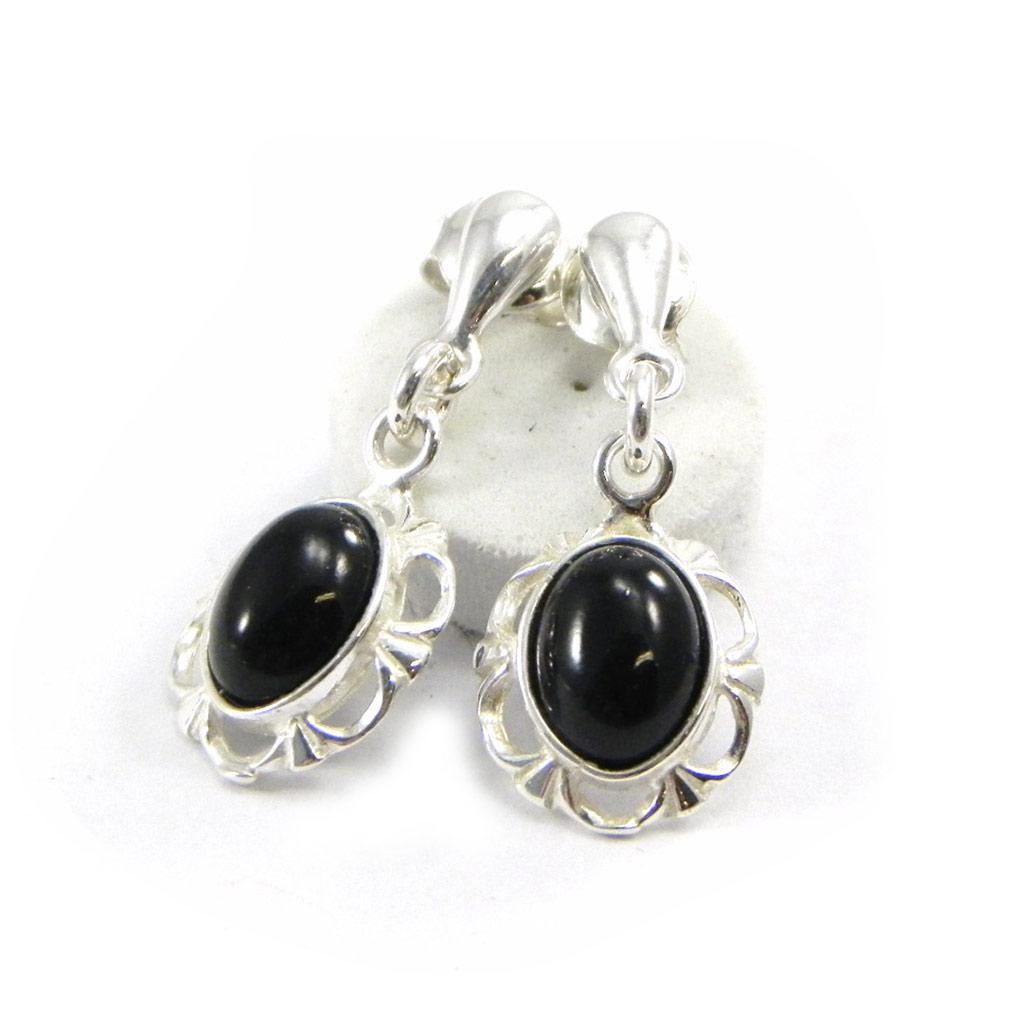 Les Trésors De Lily [I2565] - Silver Earrings 'Déesse Noir De Jais' Silver-black (rhodium-plated) - 23x10 Mm