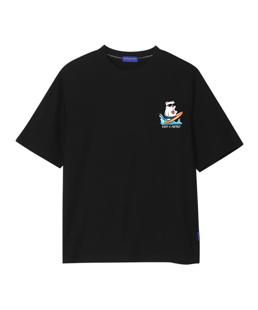 OHP Ohpxharmonia Heart Polar Bear Semi-Oversized Short Sleeve T-Shirt P (Type A)