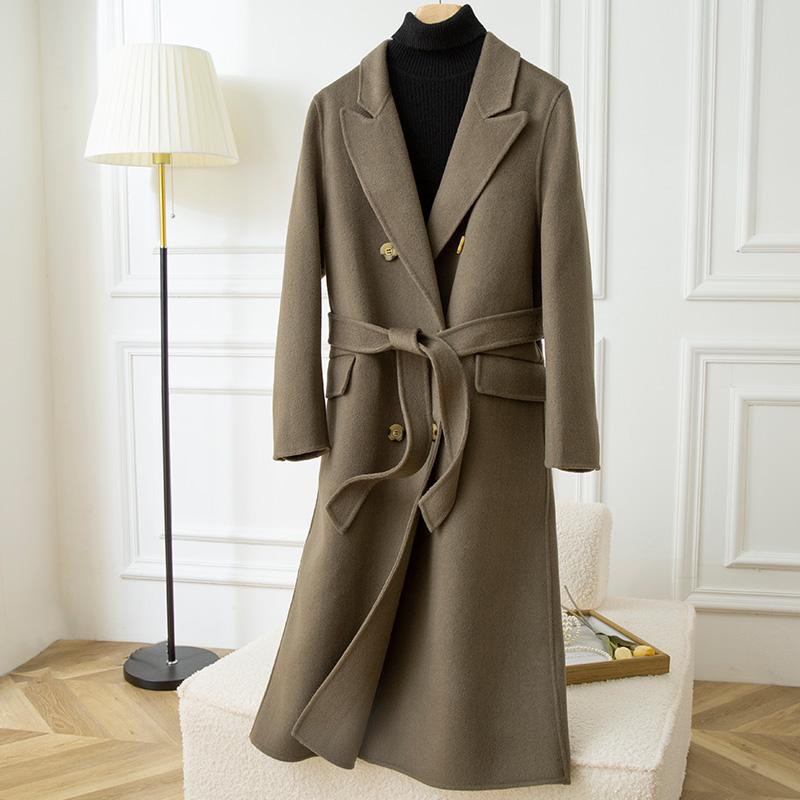 Женское пальто из 100% шерсти TIDENOVEL Осеннее шерстяное длинное пальто Ручной работы Пальто-бушлат Зимняя теплая шерстяная длинная куртка Пальто
