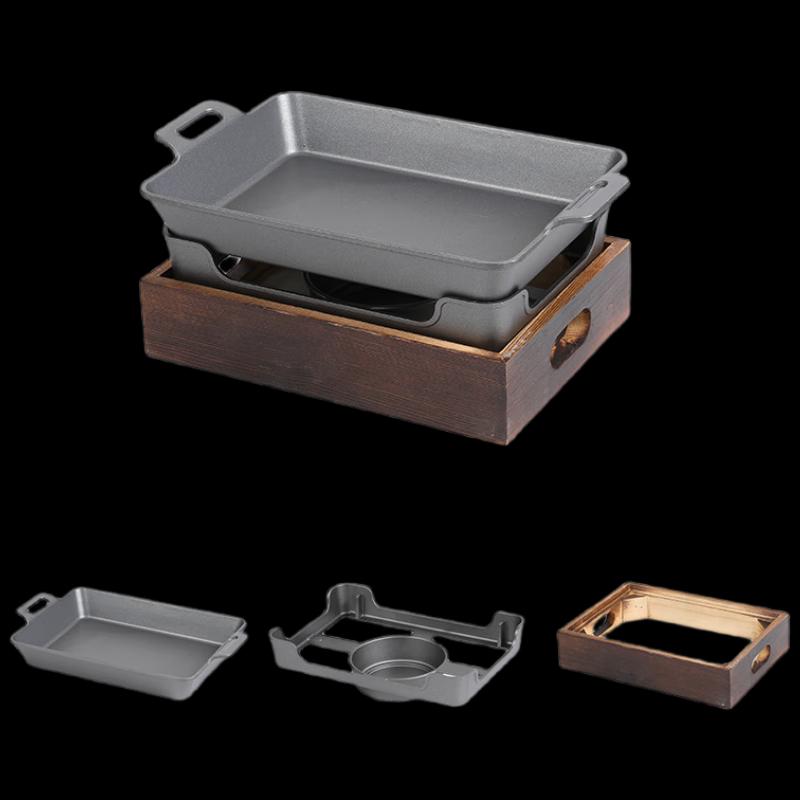 ZISIZ Commercial Grilled Fish Stove Wooden Base