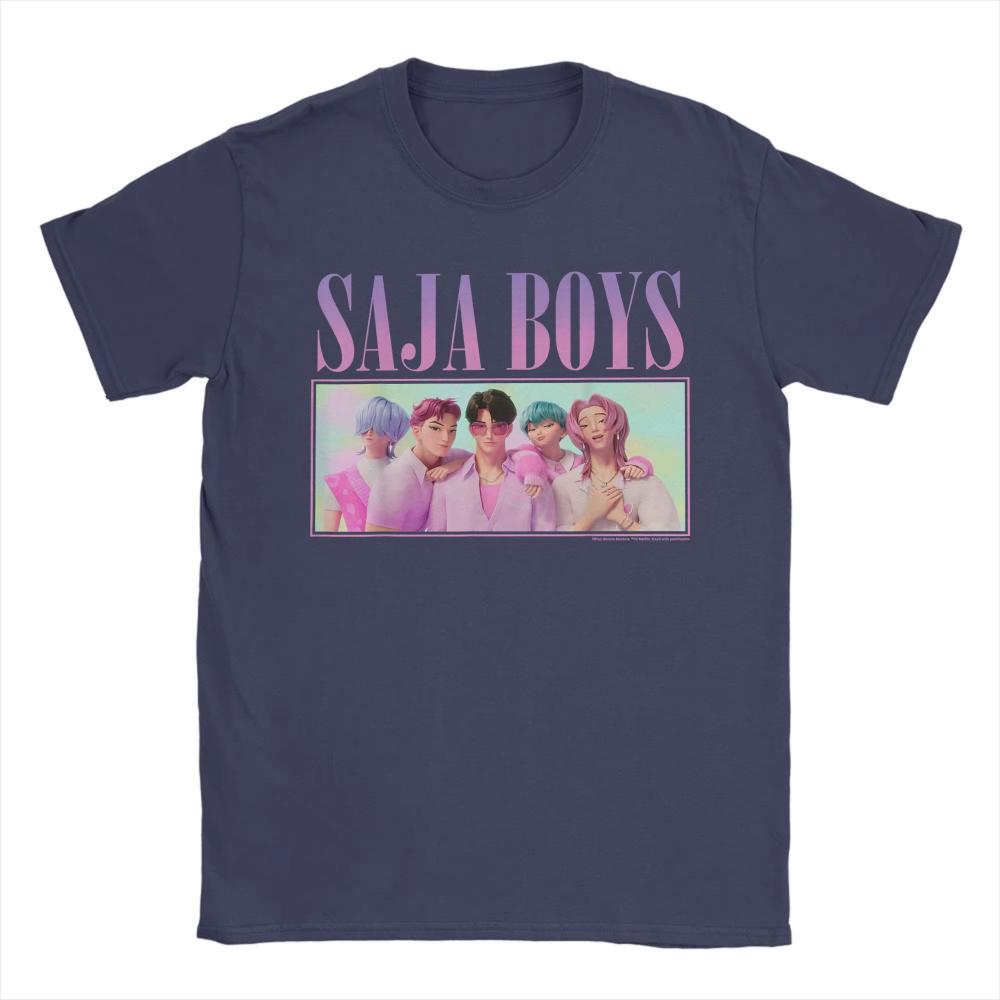 Saja Boys Групповое фото Kpop Охотники на демонов Мужские футболки Модная футболка с коротким рукавом и круглым вырезом Женская футболка Хлопок Подарочные топы