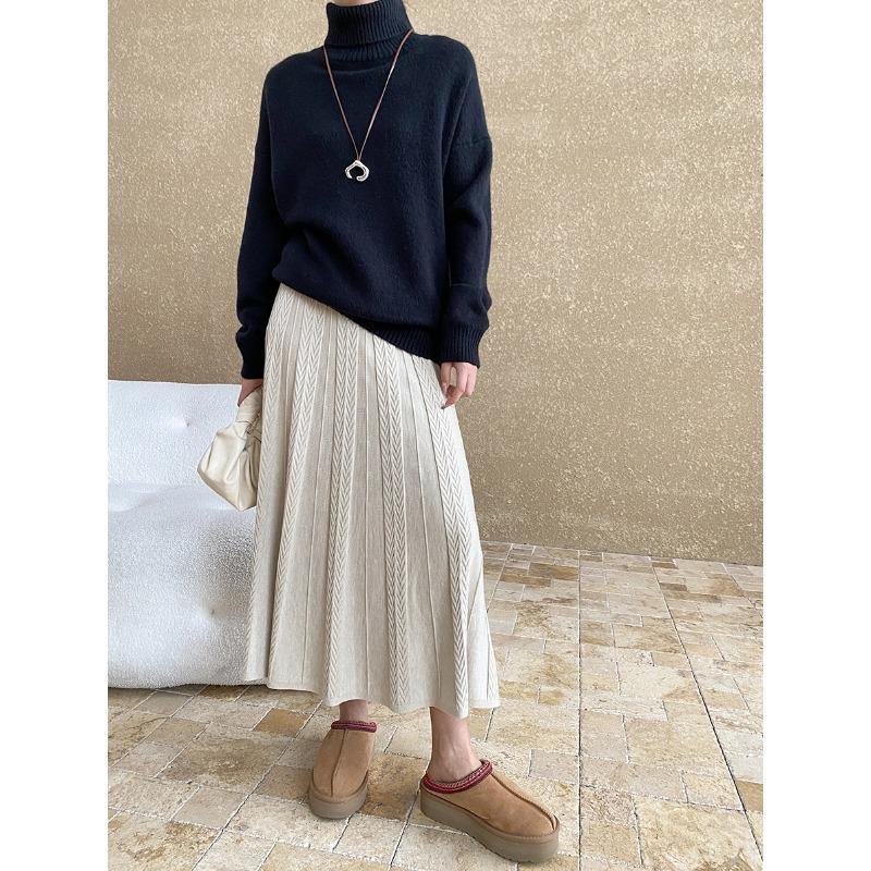 Sinan Simple Solid High-Collar Свободный тонкий мягкий трикотажный свитер SN6385