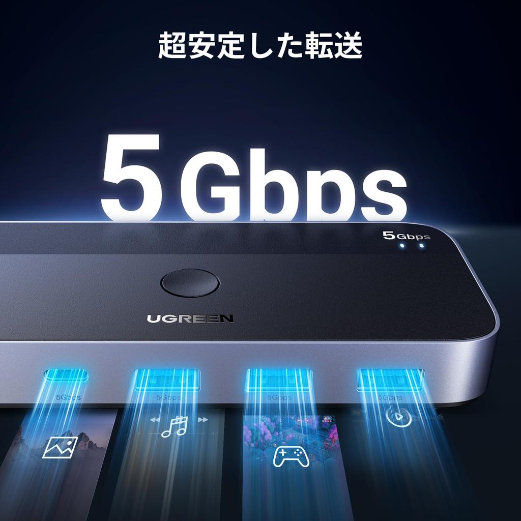 UGREEN A Device Sharing On 2 5Gbps High Speed USB Switching Remote Control Switching Switching Cable Remote Control Sky Gray USB3.0 Switcher, USB-C &