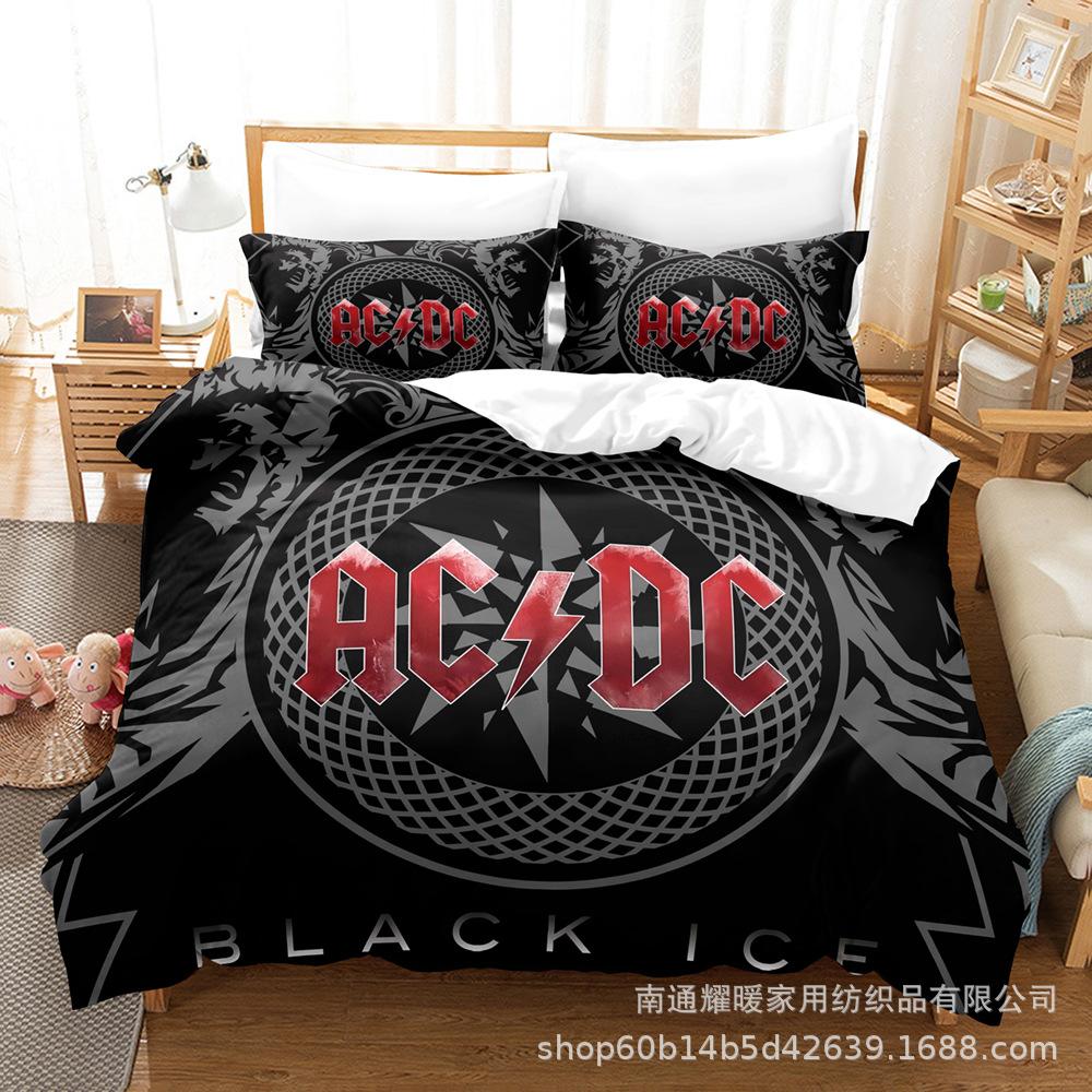 3D Digital Printing Bedding Four-Piece Set Three-Piece Set Acdc Bed Sheet Quilt Pillow