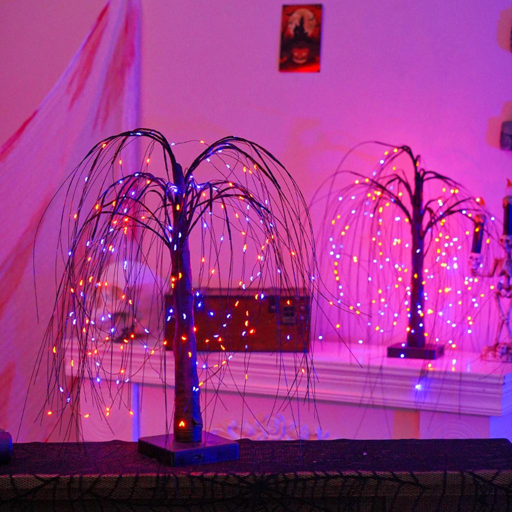 Хэллоуинские огни на дереве, Черное дерево на Хэллоуин с огнями, Уличные огни на дереве, 23,6-дюймовые огни на дереве, Настольное украшение