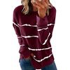 New Women's Autumn Crew Neck Loose Stripe Printed Long Sleeve T-Shirt Women's Sweater