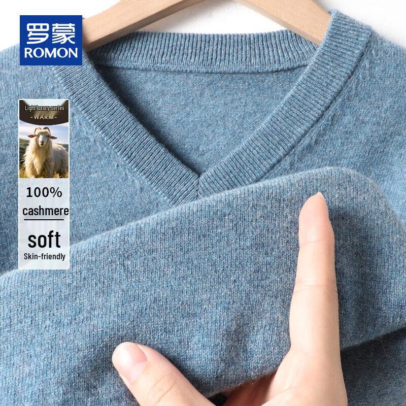 ROMON Мужской толстый пуловер с V-образным вырезом из 100% кашемира