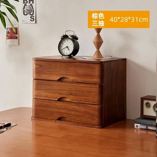 Multi-layer Desktop Storage Boxes Wooden Drawer File Boxt Computer Heighten Rack Solid Wood Debris Storage Cabinet Organizer