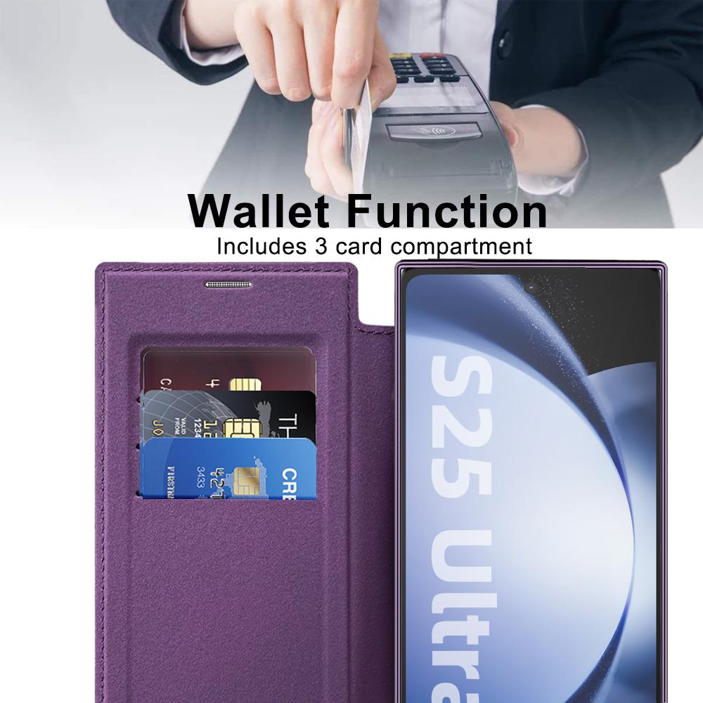 Для серии Samsung Galaxy S22 S23 S24 S25 A16 A15... . Кожаный чехол Yadun Small Fragrance с магнитной застежкой - Слоты для карт с блокировкой RFID и поддержка беспроводной зарядки