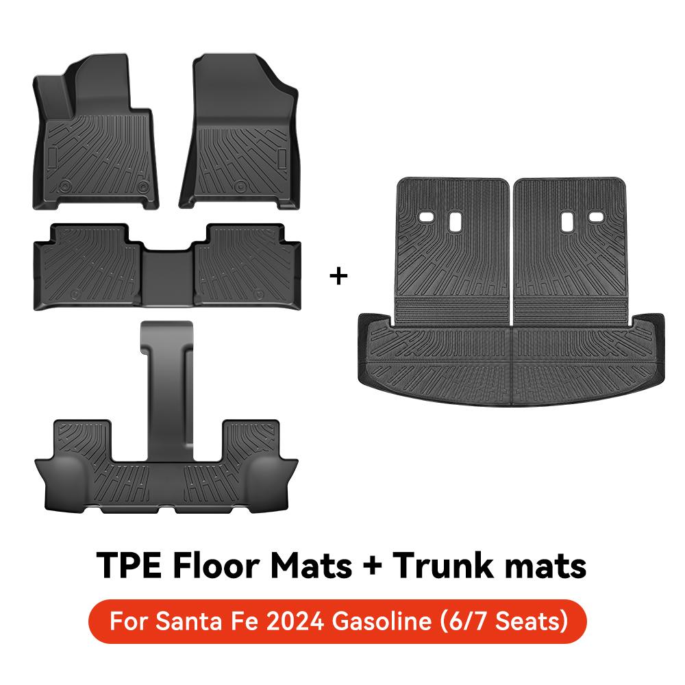 YZ For Hyundai Santa Fe MX5 Sonata Tucson NX4 Kona Grandeur KIA Sorento Car Trunk Mat Luggage Mat TPE LHD Set Floor Liner Mat