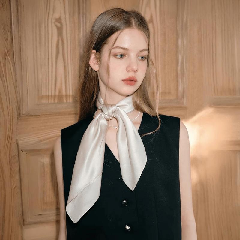 Luxury Brand 21Colors Solid Neck Tie Shawl Silk Square Scarf Women 70cm Hair Hand Wrist Headkercheif Hijab Bandana