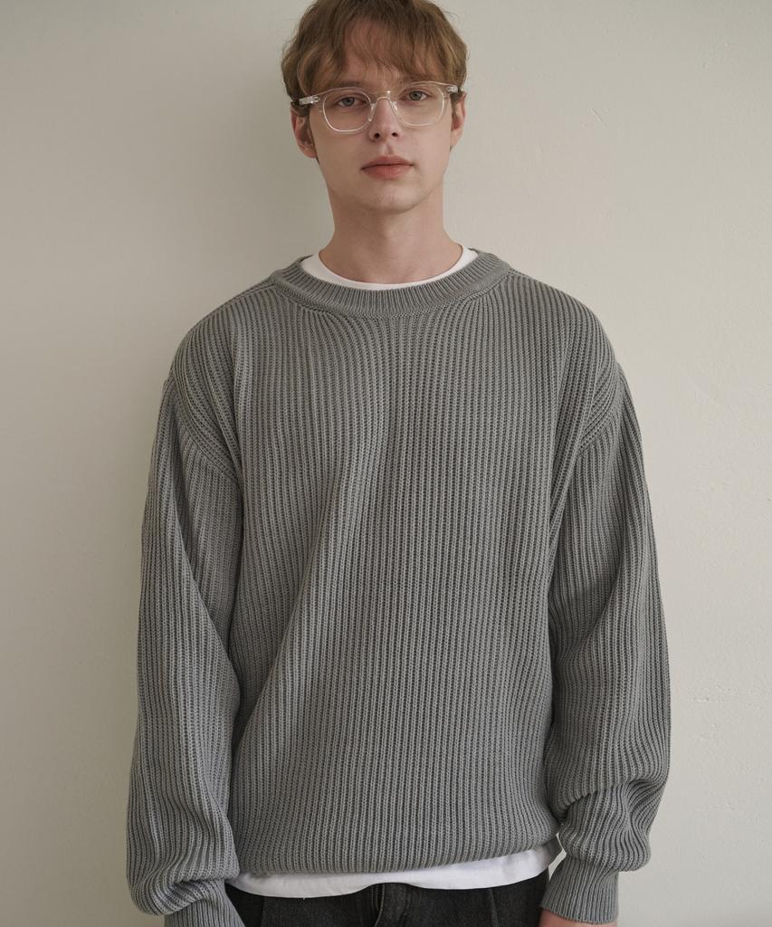 ESN Essential Round Neck Oversized Knit Gray