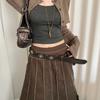 Vintage Pu Leather Belt With Pin Buckle For Boho Fashion And Daily Use