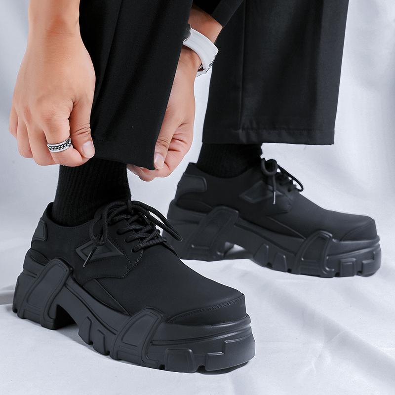 Модные мужские туфли с круглым носком, минималистичный модный и универсальный стиль, высококачественные мужские туфли на толстой подошве для вечеринок на открытом воздухе и повседневных прогулок